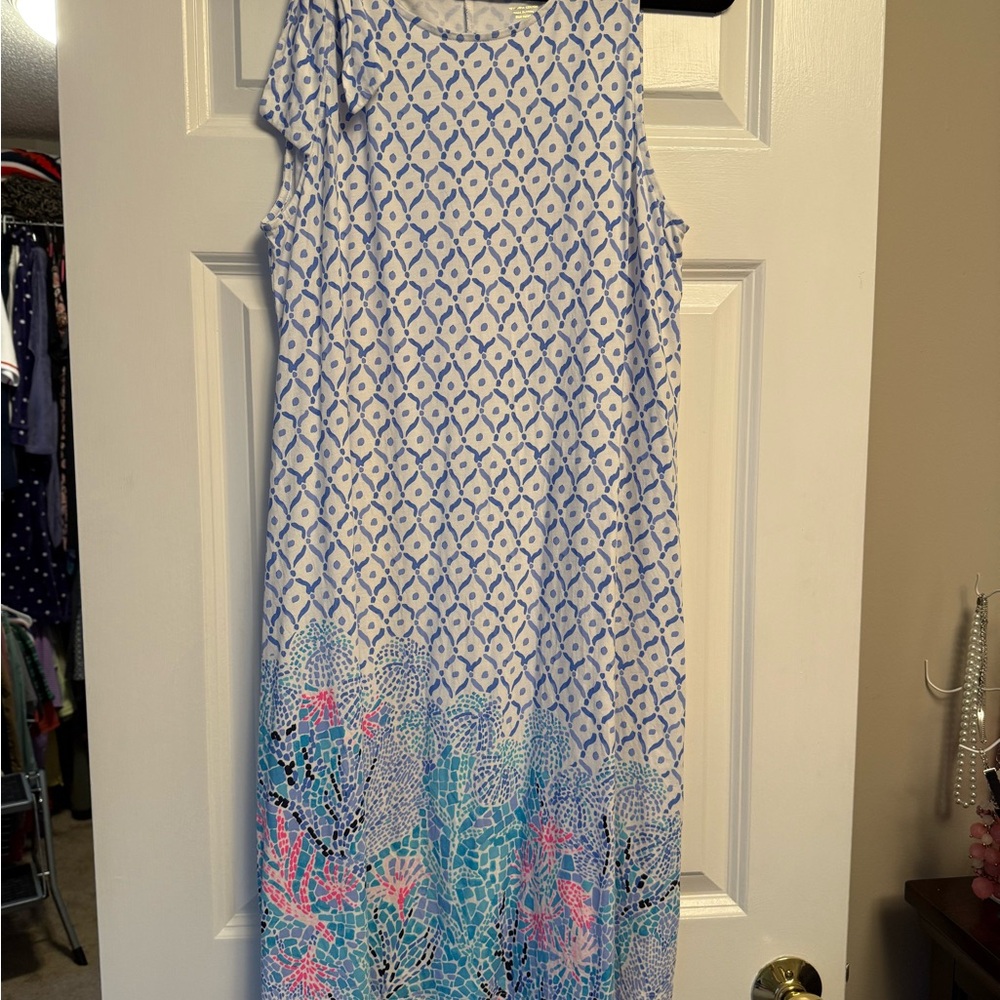 Lilly Pulitzer White and Blue Sleeveless Sundress